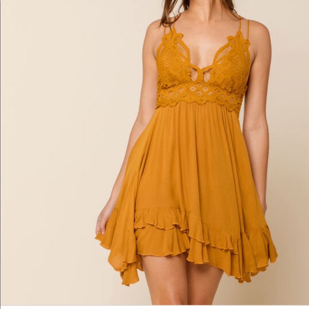 Mustard yellow free people dress